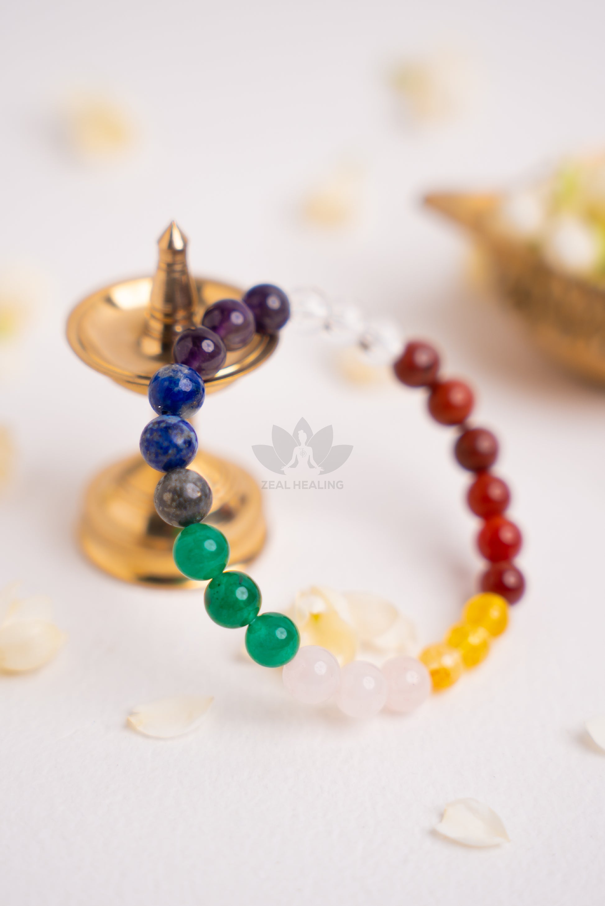 7 Chakra healing bracelet with natural stones for energy balance and alignment