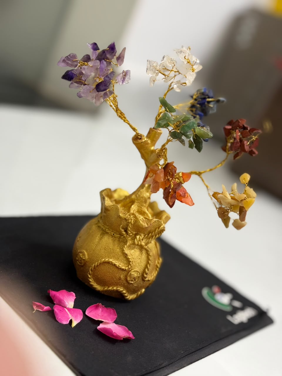 7 chakra crystal tree with seven gemstones
