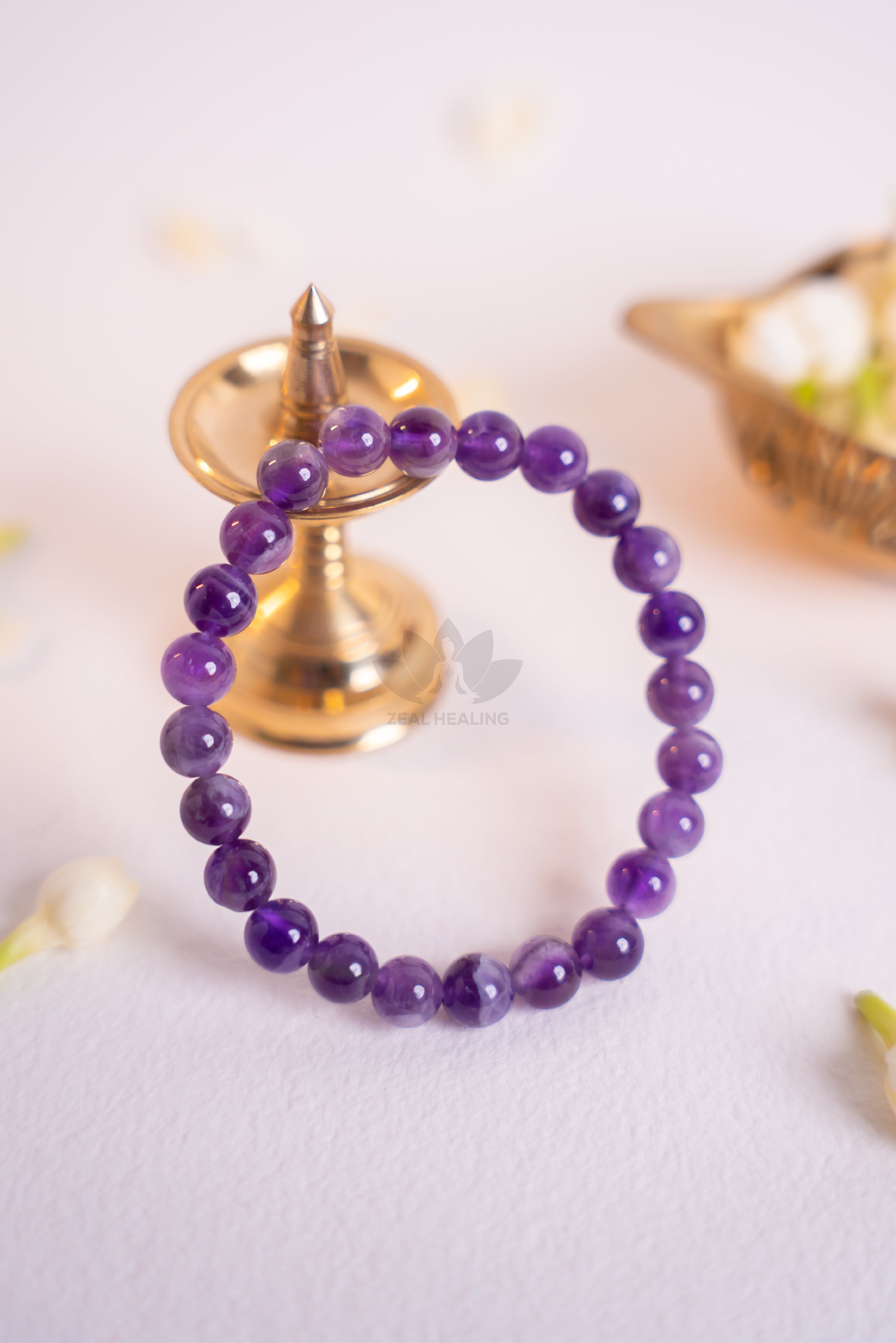 Amethyst crystal bracelet for calm, clarity, and spiritual protection