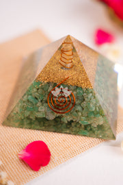 Smooth green Aventurine pyramid, Reiki energized to bring luck and growth.