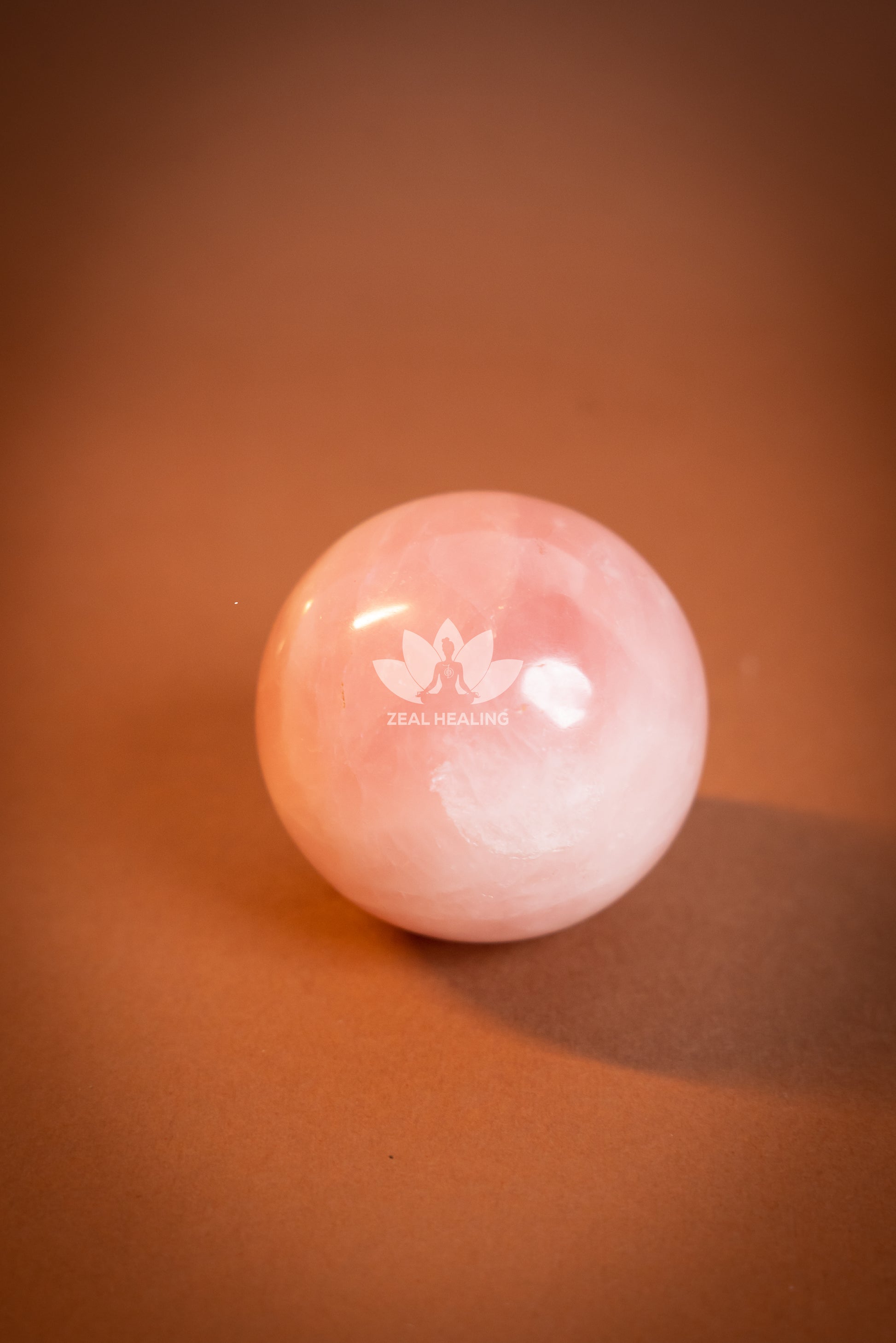 Polished Rose Quartz sphere – heart chakra healing and calming energy