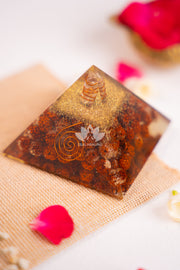 Sacred Rudraksam pyramid, Reiki energized for spiritual growth and protection.