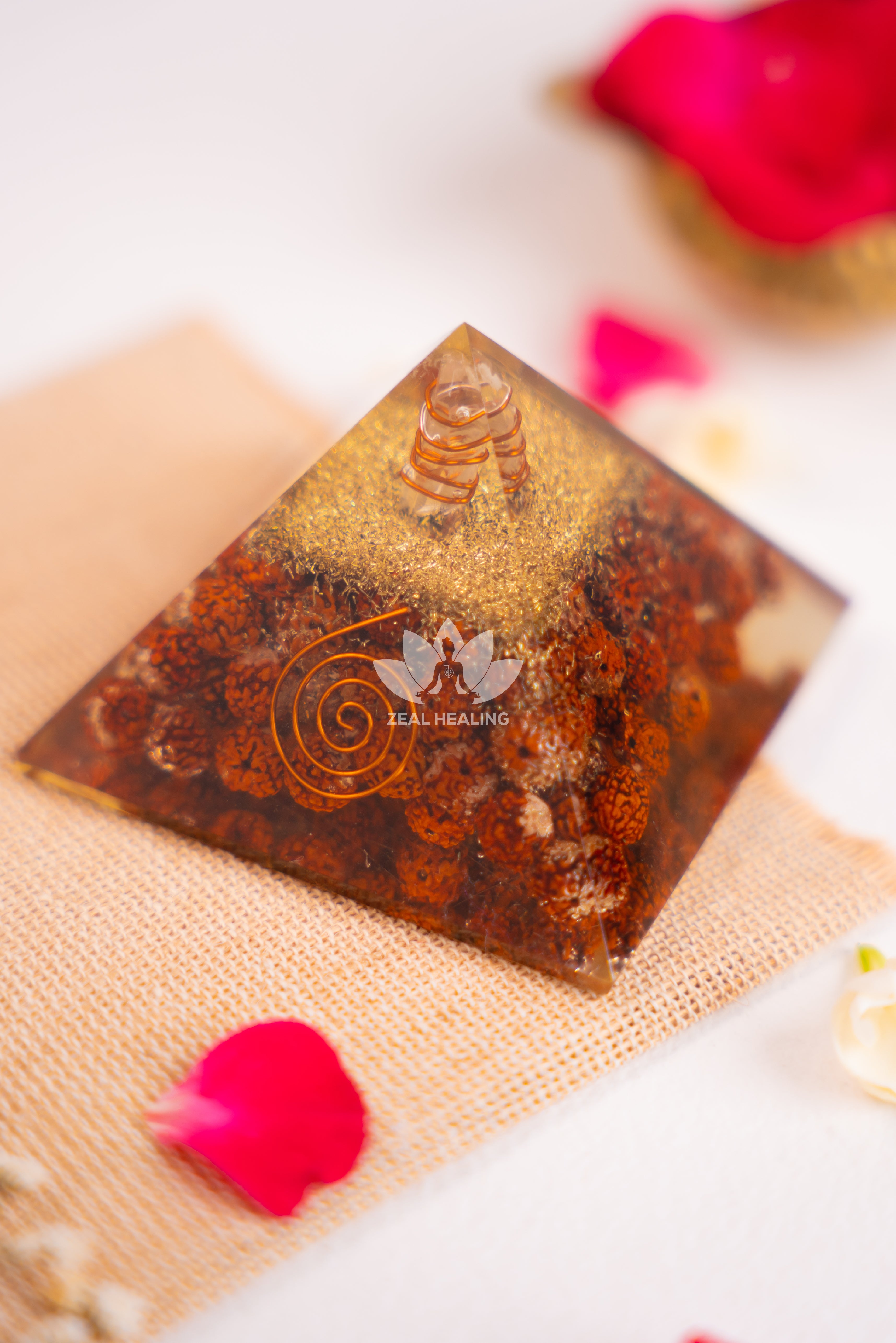 Sacred Rudraksam pyramid, Reiki energized for spiritual growth and protection.