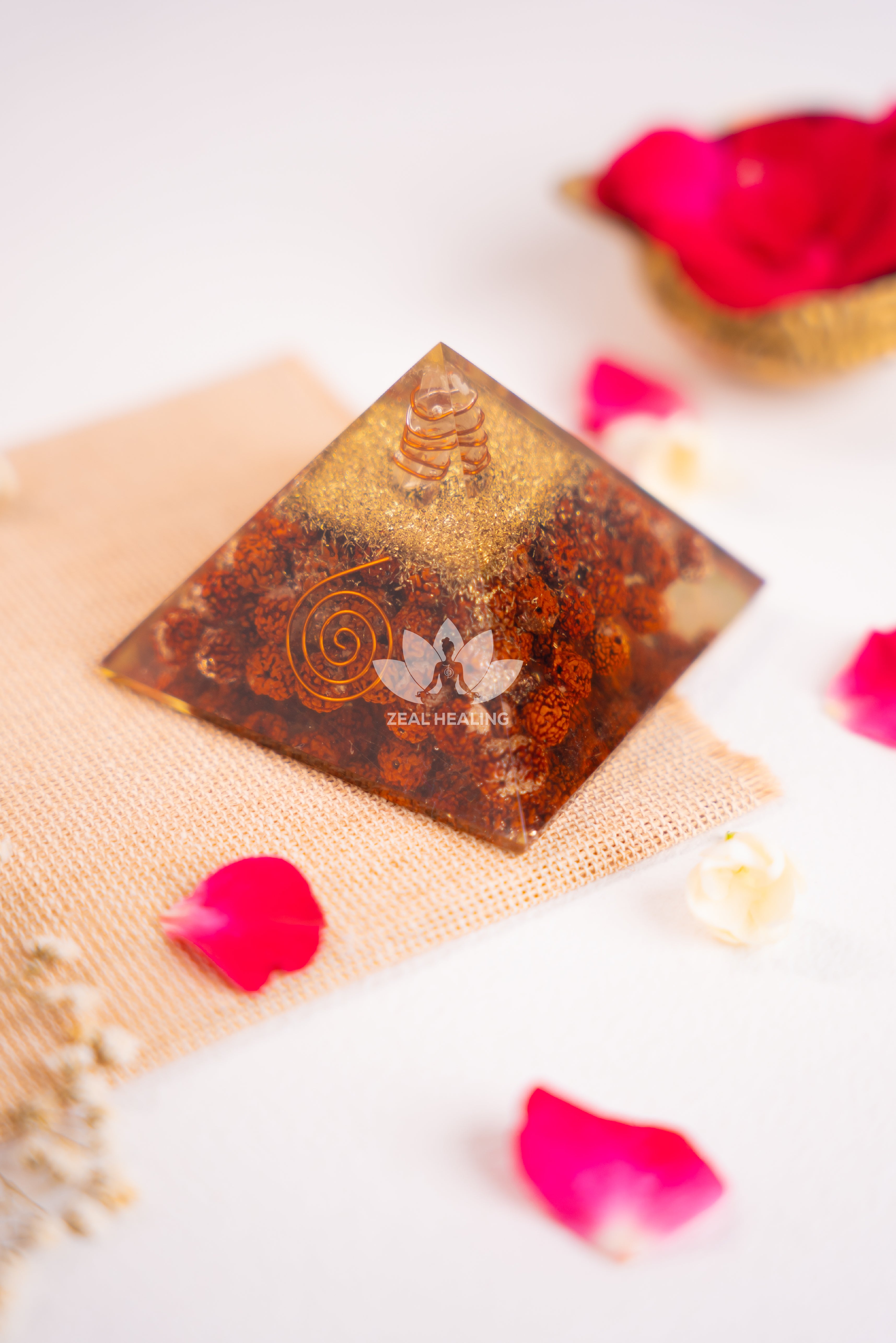 Pyramid made with Rudraksha beads, radiating divine energy and inner peace