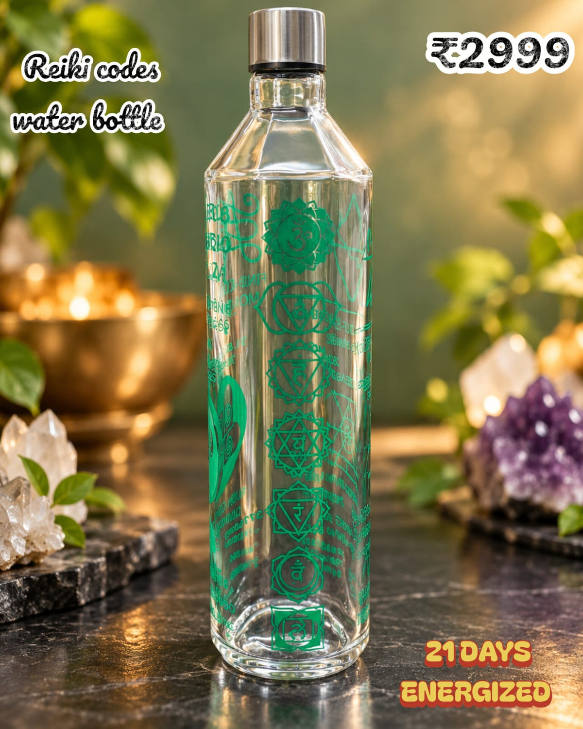 Reiki codes water bottle